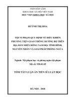 Tội vi phạm quy định về điều khiển phương tiện giao thông đường bộ trên địa bàn miền đông nam bộ tình hình, nguyên nhân và giải pháp phòng ngừa (tt) 