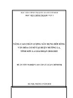 Nâng cao chất lượng xây dựng đời sống văn hóa cơ sở tại huện mường la, tỉnh sơn la giai đoạn 2018 2022