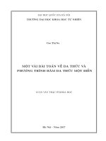 MỘT VÀI BÀI TOÁN VỀ ĐA THỨC VÀ PHƯƠNG TRÌNH HÀM ĐA THỨC MỘT BIẾN