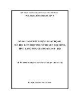 Nâng cao chất lượng hoạt động của hội liên hiệp phụ nữ huyện lộc bình, tỉnh lạng sơn, giai đoạn 2018   2021