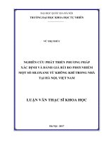 NGHIÊN CỨU PHÁT TRIỂN PHƯƠNG PHÁP XÁC ĐỊNH VÀ ĐÁNH GIÁ RỦI RO PHƠI NHIỂM MỘT SỐ SILOXANE TỪ KHÔNG KHÍ TRONG NHÀ TẠI HÀ NỘI, VIỆT NAM