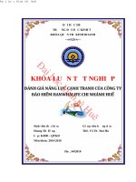 Đánh giá năng lực cạnh tranh của công ty bảo hiểm hanwhalife chi nhánh huế 