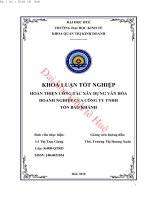 Hoàn thiện công tác xây dựng văn hóa doanh nghiệp của công ty TNHH tôn bảo khánh 