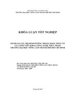 ĐÁNH GIÁ GIÁ TRỊ DINH DƯỠNG TRONG KHẨU PHẦN ĂN CỦA SINH VIÊN KHOA CÔNG NGHỆ THỰC PHẨM TRƯỜNG ĐẠI HỌC NÔNG LÂM THÀNH PHỐ HỒ CHÍ MINH