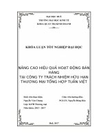 Nâng cao hiệu quả hoạt động bán hàng tại công ty trách nhiệm hữu hạn thương mại tổng hợp tuấn việt