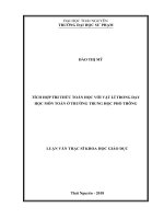 Tích hợp tri thức toán học với vật lí trong dạy học môn toán ở trường Trung học Phổ thông (Luận văn thạc sĩ)
