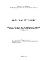 ĐÁNH GIÁ ĐIỀU KIỆN TIÊN QUYẾT KHI THỰC HIỆN KẾ HOẠCH HACCP TẠI CÔNG TY CỔ PHẦN THỦY SẢN VINH QUANG