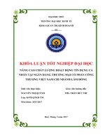 NÂNG CAO CHẤT LƯỢNG HOẠT ĐỘNG tín DỤNG cá NHÂN tại NGÂN HÀNG THƯƠNG mại cổ PHẦN CÔNG THƯƠNG VIỆT NAM CHI NHÁNH lâm ĐỒNG 