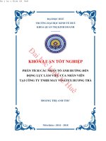 Phân tích các nhân tố ảnh hưởng đến động lực làm việc của nhân viên tại công ty TNHH may vinatex hương trà 