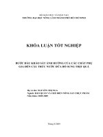 BƯỚC ĐẦU KHẢO SÁT ẢNH HƯỞNG CỦA CÁC CHẤT PHỤ GIA ĐẾN CẤU TRÚC NƯỚC DỨA BỔ SUNG THỊT QUẢ