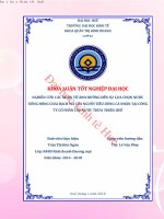 Nghiên cứu các nhân tố ảnh hưởng đến sự lựa chọn nước uống đóng chai bạch mã của người tiêu dùng cá nhân tại công ty cổ phần cấp nước thừa thiên huế 