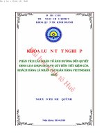 Phân tích các nhân tố ảnh hưởng đến quyết định lựa chọn dịch vụ gửi tiền tiết kiệm của khách hàng cá nhân tại ngân hàng vietinbank huế 