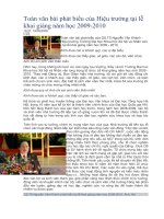 Toàn văn bài phát biểu của hiệu trưởng tại lễ khai giảng năm học 2009 