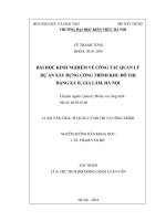 Bài học kinh nghiệm về công tác quản lý dự án xây dựng công trình khu đô thị đặng xá II, gia lâm, hà nội (tt) 