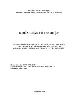 ĐÁNH GIÁ ĐIỀU KIỆN SẢN XUẤT VÀ QUÁ TRÌNH THỰC HIỆN GMP VÀ SSOP CHO SẢN PHẨM BIA BẾN THÀNH TẠI CÔNG TY TNHH THƯƠNG MẠI VÀ DỊCH VỤ TÂN HIỆP PHÁT Họ tên sinh viên: TRẦN ANH THƯ Ngành: BẢO QUẢN VÀ CHẾ BIẾN NÔNG SẢN THỰC PHẨM Niên khóa: 2005 – 2009 Tháng 8