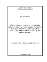 Nâng cao chất lượng tuyên truyền, giáo dục học tập và làm theo tư tưởng, đạo đức, phong cách Hồ Chí Minh cho cán bộ, đảng viên huyện Hà Quảng, tỉnh Cao Bằng (Luận văn thạc sĩ)