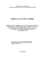 KHẢO SÁT QUY TRÌNH SẢN XUẤT NƯỚC MẮM CÔNG TY THỦY HẢI SẢN LIÊN THÀNH. THỬ NGHIỆM SẢN XUẤT NƯỚC MẮM TỪ NẤM MEN Saccharomyces cerevisiae KẾT HỢP GÂY HƯƠNG MẮM ĐẶC TRƯNG TỪ CHƯỢP MẮM Họ