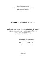 KHẢO SÁT KHẢ NĂNG SINH SẢN CỦA HEO NÁI THUỘC MỘT SỐ NHÓM GIỐNG Ở XÍ NGHIỆP CHĂN NUÔI XUÂN PHÚ, TỈNH ĐỒNG NAI Họ