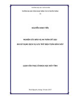 Nghiên cứu bảo vệ an toàn dữ liệu khi sử dụng dịch vụ lưu trữ điện toán đám mây 