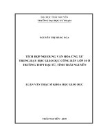 Tích hợp nội dung văn hóa ứng xử trong dạy học Giáo dục công dân lớp 10 ở trường THPT Đại Từ, tỉnh Thái Nguyên (Luận văn thạc sĩ)