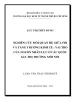 Nghiên cứu mối quan hệ giữa FDI và tăng trưởng kinh tế vai trò của nguồn nhân lực ở các quốc gia thị trường mới nổi 