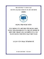 Tác động của rủi ro tín dụng, khả năng thanh khoản và chu kỳ kinh tế đến thu nhập lãi cận biên của các ngân hàng thương mại việt nam 