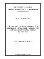 Các nhân tố tác động đến đo lường giá trị hợp lý trong kế toán của các ngân hàng thương mại cổ phần tại việt nam 