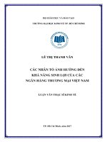 Các nhân tố ảnh hưởng đến khả năng sinh lợi của các ngân hàng thương mại ở việt nam 