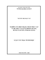 Nghiên cứu hiện trạng thảm thực vật và hệ thực vật ở xã Phong Quang, huyện Vị Xuyên, tỉnh Hà Giang (Luận văn thạc sĩ)
