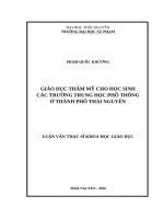 Giáo dục thẩm mỹ cho học sinh các trường trung học phổ thông ở thành phố thái nguyên 