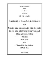 Nghiên cứu so sánh văn hóa chi nhận từ chỉ màu sắc trong tiếng trung và tiếng việt đỏ, trắng  汉越颜色词 红色与白色的文化认知对比 研究