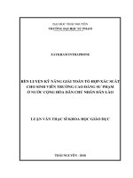 Rèn luyện kỹ năng giải toán Tổ hợp  Xác suất cho sinh viên trường Cao đẳng Sư phạm ở nước Cộng hòa Dân chủ Nhân dân Lào (Luận văn thạc sĩ)