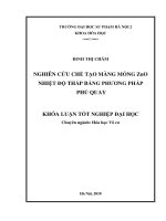 Nghiên cứu chế tạo màng mỏng zno nhiệt độ thấp bằng phương pháp phủ quay