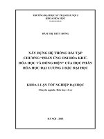 Xây dựng hệ thống bài tập chương “phản ứng oxi hoá khử  hoá học và dòng điện” của học phần hóa học đại cương 2 bậc đại học 