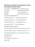 Tổng hợp các công thức toán lượng giác cơ bản và các câu thần chú để nhớ nhanh