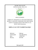 Nghiên cứu ảnh hưởng của chất kích thích sinh trưởng và chất hữu cơ đến khả năng nhân nhanh ra rễ và giai đoạn ngoài vườn ươm cây lan hoàng thảo 