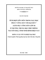Tích hợp liên môn trong dạy học phần “công dân với đạo đức” (giáo dục công dân lớp 10) ở trường trung học phổ thông nguyễn huệ, tỉnh ninh bình hiện nay