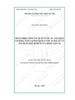 Hoàn thiện công tác quản lý dự án xây dựng cơ sở hạ tầng tại ban quản lý dự án đầu tư và xây dựng khu kinh tế cửa khẩu lào cai (tt) 
