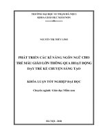Phát triển các kĩ năng ngôn ngữ của trẻ mẫu giáo lớn thông qua hoat động dạy trẻ kể chuyện sáng tạo