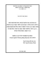 Đổi mới phương pháp kiểm tra đánh giá trong dạy học môn giáo dục công dân lớp 11 theo định hướng phát triển năng lực học sinh ở trường trung học phổ thông yên lạc 1, tỉnh vĩnh phúc hiện nay