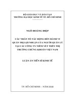 CÁC NHÂN tố tác ĐỘNG đến HÀNH VI QUẢN TRỊ lợi NHUẬN của NGƯỜI QUẢN lý tại các CÔNG TY NIÊM yết TRÊN THỊ TRƯỜNG CHỨNG KHOÁN VIỆT NAM tt 