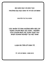 CÁC NHÂN tố ẢNH HƯỞNG đến VIỆC áp DỤNG CHUẨN mực kế TOÁN – NGHIÊN cứu CHUẨN mực kế TOÁN THUẾ THU NHẬP DOANH NGHIỆP tại VIỆT NAM 