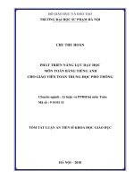 Phát triển năng lực dạy học môn toán bằng tiếng anh cho giáo viên toán trung học phổ thông