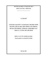 Giáo dục đạo đức cách mạng cho học sinh trường trung học phổ thông yên phong, huyện yên phong, tỉnh bắc ninh hiện nay theo tư tưởng hồ chí minh