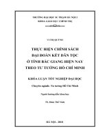 Thực hiện chính sách đại đoàn kết dân tộc ở tỉnh bắc giang hiện nay theo tư tưởng hồ chí minh