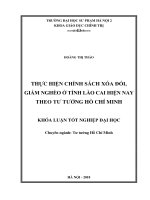 Thực hiện chính sách xóa đói, giảm nghèo ở tỉnh lào cai hiên nay theo tư tưởng hồ chí minh