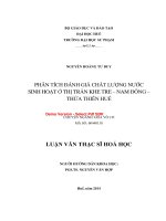 phân tích đánh giá chất lượng nước sinh hoạt ở thị trấn khe tre – nam đông – thừa thiên huế (tt) 