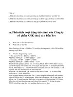 Phân tích hoạt động tài chính của Công ty  cổ phần XNK thuỷ sản Bến Tre