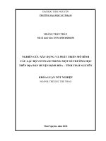 Nghiên cứu xây dựng và phát triển mô hình  câu lạc bộ Vovinam trong trường học trên địa bàn huyện Định Hóa tỉnh Thái Nguyên