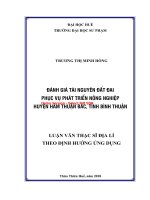 Đánh giá tài nguyên đất đai phục vụ phát triển nông nghiệp huyện hàm thuận bắc, tỉnh bình thuận (tt) 